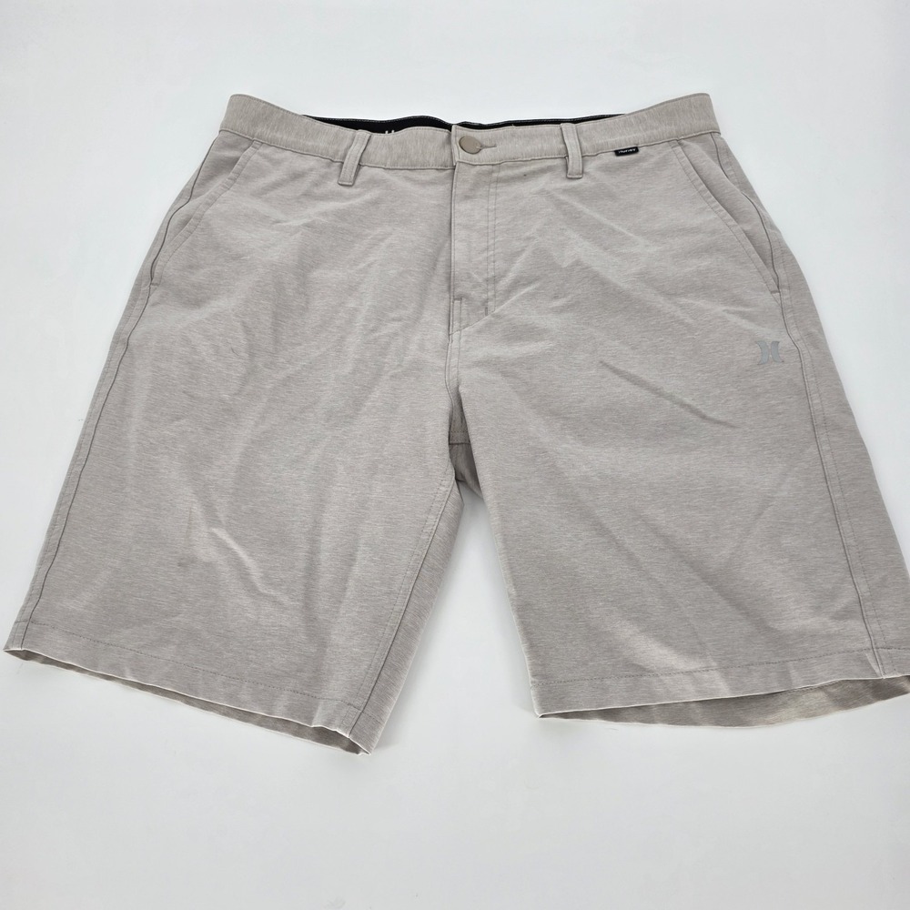 Hurley Hybrid Spacedye Walk Short Men's 34 Bermuda Flat Front Khaki Beige Golf